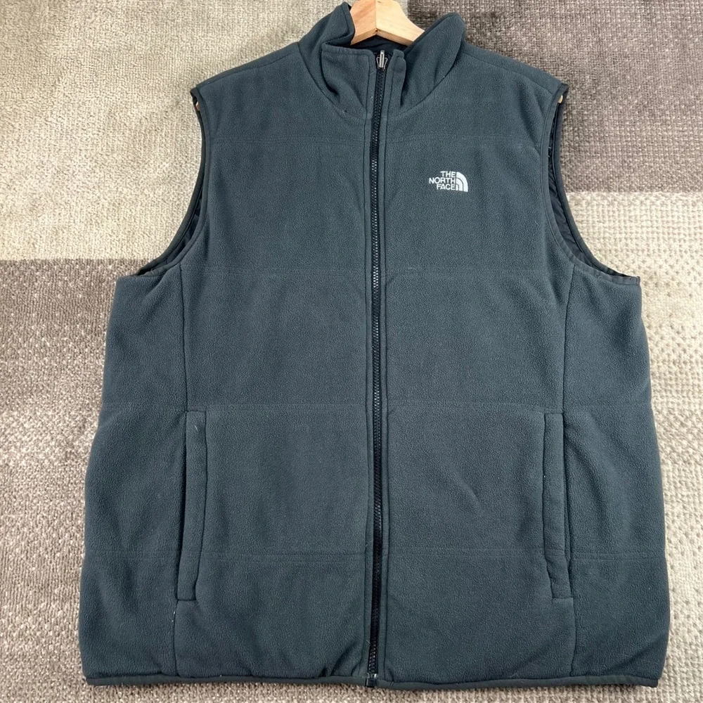 The North Face Mens Reversible Fleece Vest Black Gray Large NF0A2TCC